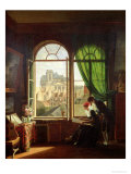 View of Saint-Eustache Church from a House on Rue Platriere Or, the Artist's Interior, circa 1810 reproduction procédé giclée par Martin Drolling
