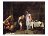 Young Woman Helping an Unfortunate Family Giclee Print by Martin Drolling