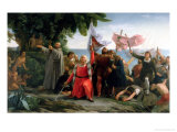 The First Landing of Christopher Columbus in America, 1862 Giclee Print by Discoro Téofilo de la Puebla