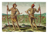 Inhabitants of Virginia, from "Admiranda Narratio...", Published by Theodore de Bry reproduction procédé giclée par Theodor de Bry