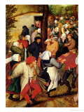 Rustic Wedding, Detail of People Dancing reproduction procédé giclée par Pieter Brueghel the Younger