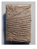 Tablet with Fourteen Lines of a Mathematical Text in Cuneiform Script and a Geometric Design Giclee Print by Mesopotamian 