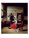 Woman Drinking with Soldiers, 1658 Lámina giclée por Pieter de Hooch