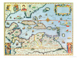 Map of the Caribbean Islands and the American State of Florida Giclee Print by Theodor de Bry
