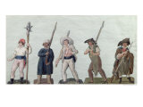 A Sans Culotte with His Pike, a Carter, a Market Porter, a Cobbler and a Carpenter Giclee Print by Le Sueur Brothers 