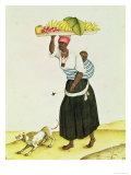 A Woman Carrying a Tray of Fruit on Her Head Giclee Print by Carlos Juliao