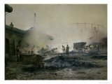The Gas Factory at Courcelles, 1884 Giclee Print by Ernest Jean Delahaye
