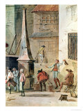 The Place de L'Apport-Paris in Front of the Grand Chatelet, Detail of Watercarriers, Before 1802 Giclee Print by Thomas Naudet