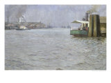Sunday Atmosphere on the Elbe, St. Paul Landing Bridge, 1901 reproduction procédé giclée par Leopold Karl Walter von Kalckreuth