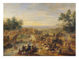 Cavalry Battle on a Bridge Giclee Print by Adam Frans van der Meulen