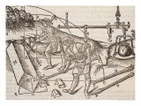 Methods of Moving Stone Blocks, from "Di Lucio Vitruvio Pollione de Architectura a Libri Dece" Giclee Print by Cesare Di Lorenzo Cesariano