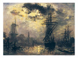 View of the Port, or the Windmills in Rotterdam, 1870 Stampa giclée di Johan-Barthold Jongkind View of the Port, or the Windmills in Rotterdam, 1870 Stampa giclée di Johan-Barthold Jongkind