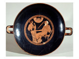 Attic Red-Figure Cup Depicting Phoenix and Briseis, Achilles' Captive, circa 490 BC Giclee-trykk av Brygos Painter