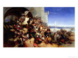 The Defence of Rhodes by Foulques de Villaret and the Knights of St. John of Jerusalem reproduction procédé giclée par Gustave Or Gustaaf Wappers