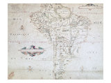 Carte d'Amérique du Sud reproduction procédé giclée