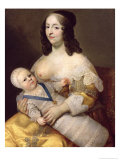 The Dauphin Louis of France and His Nursemaid, Dame Longuet de La Giraudiere, circa 1638 Giclee-trykk av Henri And Charles Beaubrun
