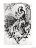 Siegfried and the Dragon with the Magic Bird Giclee Print by C. Burger