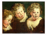 Three Childrens Heads, circa 1618 reproduction procédé giclée par Jacob Jordaens