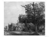 Landscape with Three Cottages, 1650 Giclee Print by Rembrandt van Rijn 