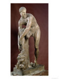 Hermes Tying His Sandal, Roman Copy of a Greek Original Attributed to Lysippos Giclee Print by Lysippos 