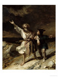 King Lear and the Fool in the Storm, Act III Scene 2 from "King Lear" by William Shakespeare 1836 reproduction procédé giclée par Louis Boulanger
