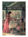 The Coffee is Poured - the Artist's Wife with Their 2 Daughters Giclee Print by Laurits Regner Tuxen