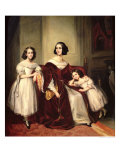 Madame de Nonjon and Her Two Daughters, 1839 Reproduction procédé giclée par Joseph Nicolas Jouy