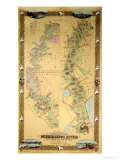 Map Depicting Plantations on the Mississippi River from Natchez to New Orleans, 1858 Reproduction procédé giclée