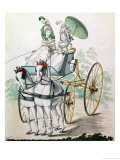Two Young Ladies in Calico Gowns, Taking an Airing in a Phaeton, from "Gallery of Fashion" Giclee Print by Humphry Repton