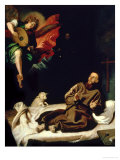 St. Francis Comforted by an Angel Musician Giclee Print by Francisco Ribalta