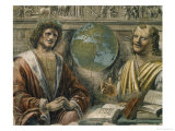 Heraclitus and Democritus from a Fresco Originally in the "Sala Dei Baroni" of Palazzo Panigarola Giclee Print by Donato Bramante