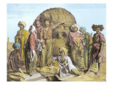 Monsieur Drovetti and His Followers Measuring a Colossal Head in the Egyptian Desert 1819 Giclee Print by Granger 