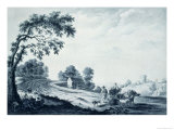 Italian Landscape with Peasants and Animals on a Road Giclee-trykk av William Beilby