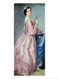 Lady Holding Flowers in Her Petticoat Giclee-trykk av Augustus Jules Bouvier Lady Holding Flowers in Her Petticoat Giclee-trykk av Augustus Jules Bouvier