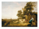 A Landscape with Shepherds and Shepherdesses Giclee Print by Aelbert Cuyp