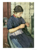 Girl Knitting Giclee Print by Walter Langley