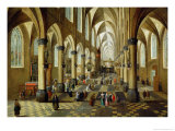 Figures Gathered in a Church Interior Reproduction procédé giclée par Pieter Neeffs the Younger