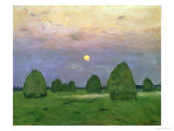 Hayricks at Dusk, 1899 Giclee Print by Isaak Ilyich Levitan