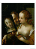 Laughing Couple with a Mirror, 1596 Giclee Print by Hans von Aachen