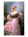 Elegant Woman in a Rose Garden Giclee Print by Felix Hippolyte-lucas