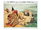 The Lion Cannot Face the Corwing of the Cock, the American View of the Channel Tunnel Scare Lámina giclée por Friedrich Graetz