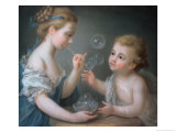 Children Blowing Bubbles Giclee Print by Jean-Etienne Liotard