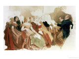 Study for an Evening at Baron Von Spaun's: Schubert at the Piano Among His Friends Giclée-Druck von Moritz Ludwig von Schwind