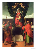 Madonna and Child Enthroned with Four Saints, 1546 Lámina giclée por Lorenzo Lotto