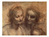 The Virgin and Child with Ss. Anne and John the Baptist, Detail of Heads of the Virgin and St. Anne Giclee Print by Leonardo da Vinci 
