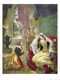 The Captive Hebrew Maid That Waited on Naaman's Wife, from a Bible Printed by Edward Gover, 1870s Giclee-trykk av Siegfried Detler Bendixen The Captive Hebrew Maid That Waited on Naaman's Wife, from a Bible Printed by Edward Gover, 1870s Giclee-trykk av Siegfried Detler Bendixen