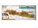 Insulae Lavae, a Large Folding Map of Java with Two Insets Both Depicting Views of Batavia Dutch Giclee Print