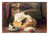 Cat with Her Kittens on a Cushion Giclée-Druck von Henriette Ronner-Knip