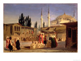 The Slave's Bazaar, Constantinople Reproduction procédé giclée par Ippolito Caffi