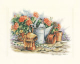 Watering Can and Geraniums Posters by Peggy Thatch Sibley